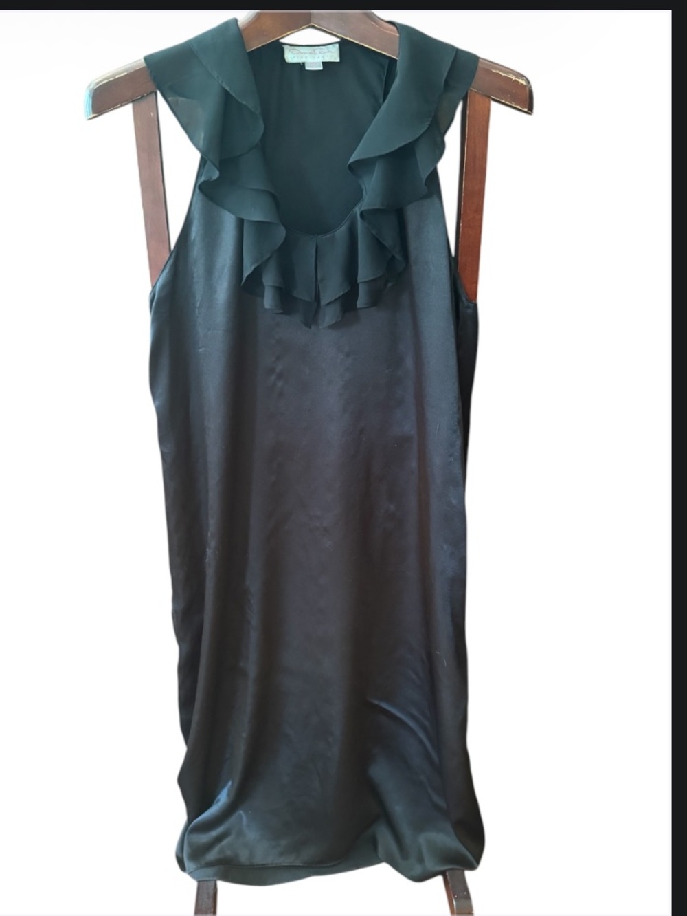 Oscar de la Renta long satin black dress size L in like new condition